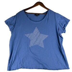 Ellos Womens 1X 22/24 Blue Star Graphic T-Shirt Top Tee Plus Size‎